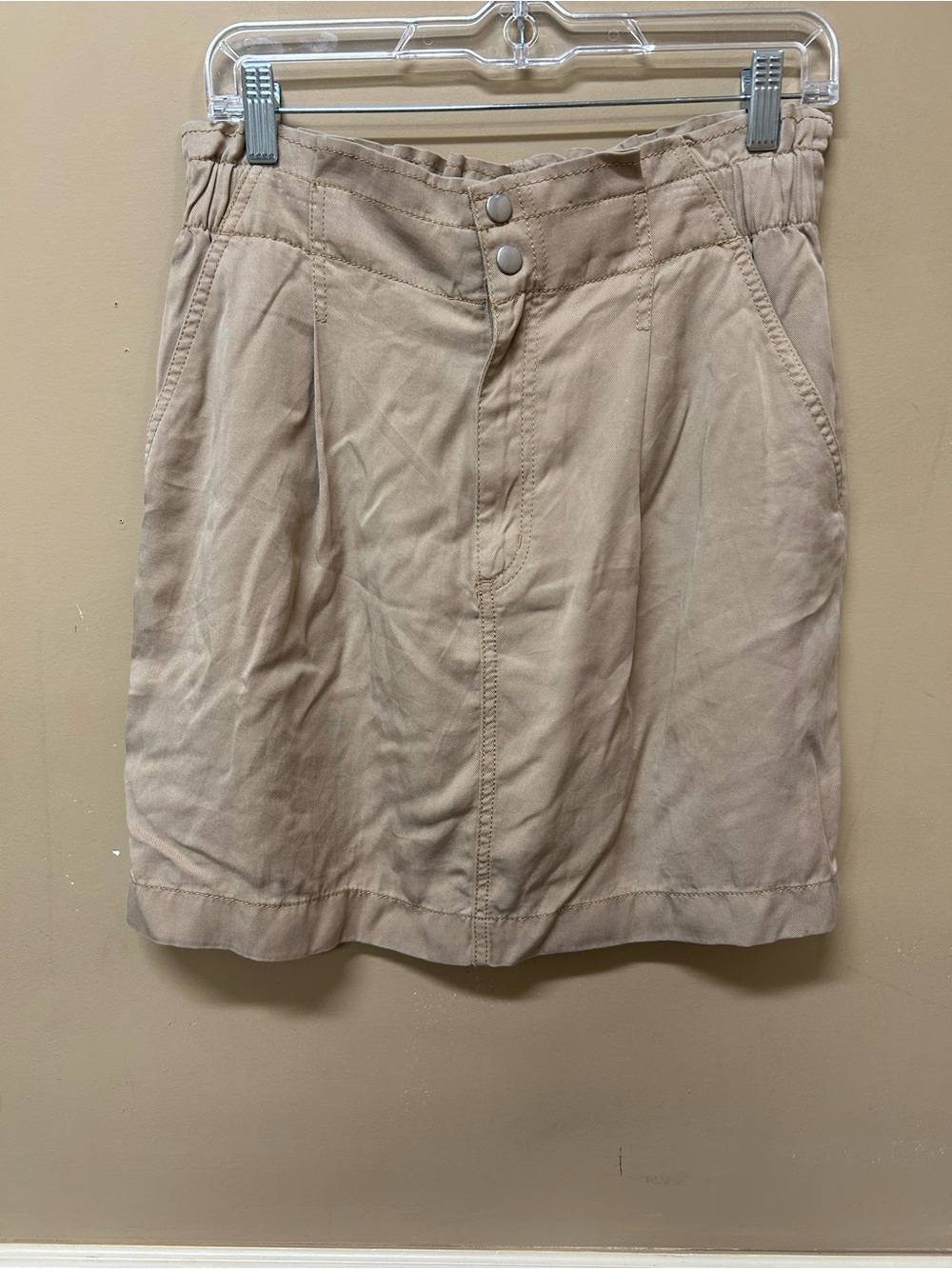 LOFT Skirt Women Size 4 Paperbag Khaki Pockets Beige Skirt NWT